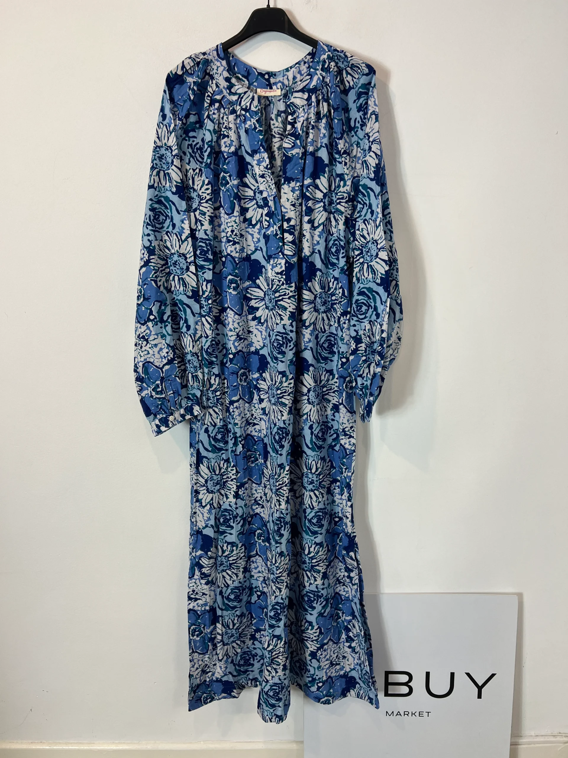 BUGANVILIA. Vestido flores azules y blancas T.XL