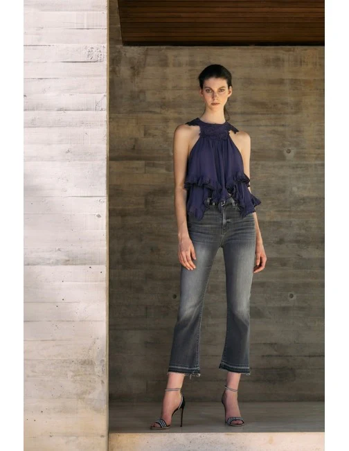 ISABEL MARANT. Top morado detalle encaje T.36 - Imagen 9