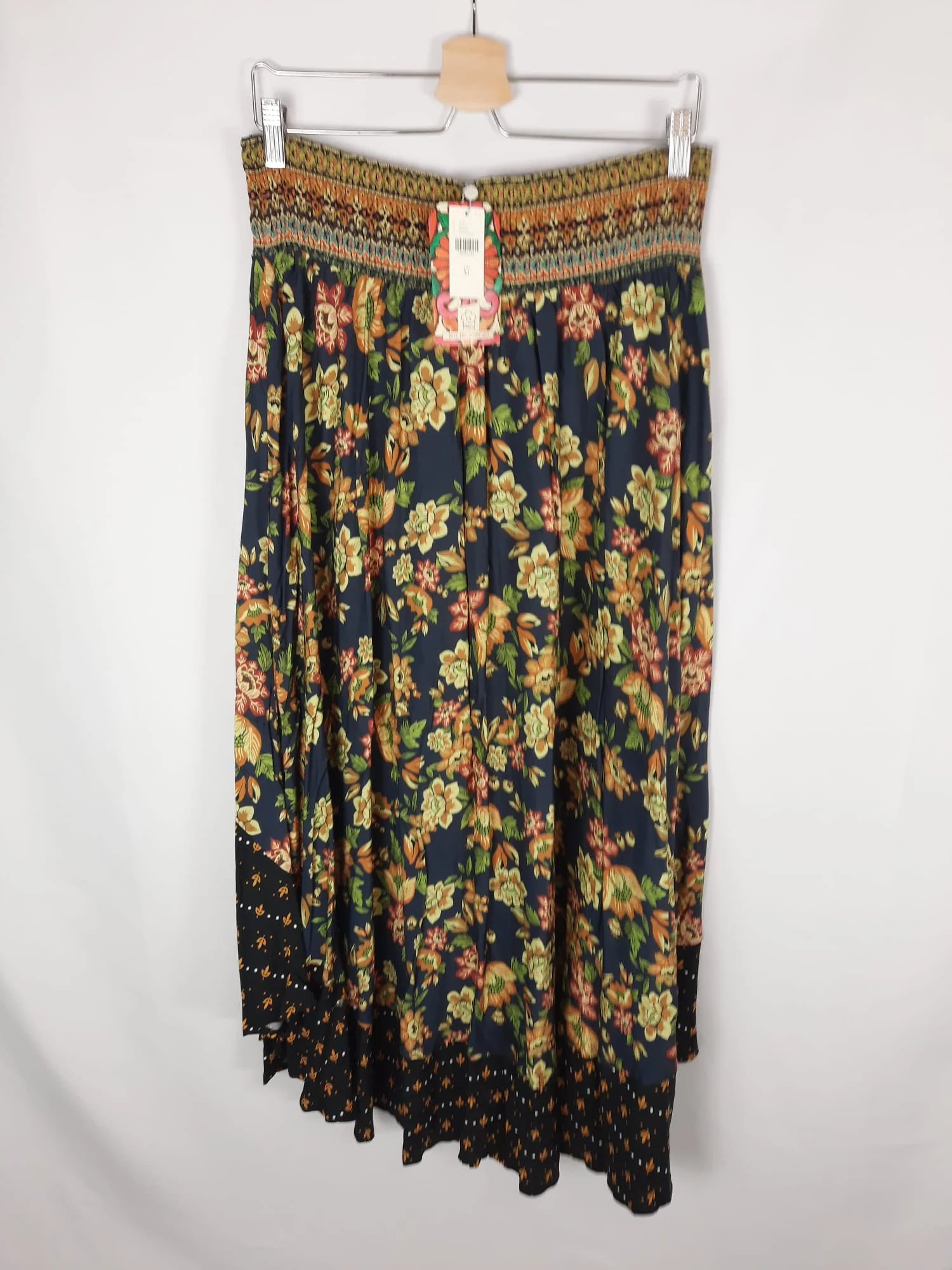 ANTRHOPOLOGY. falda azul estampada flores T.xl