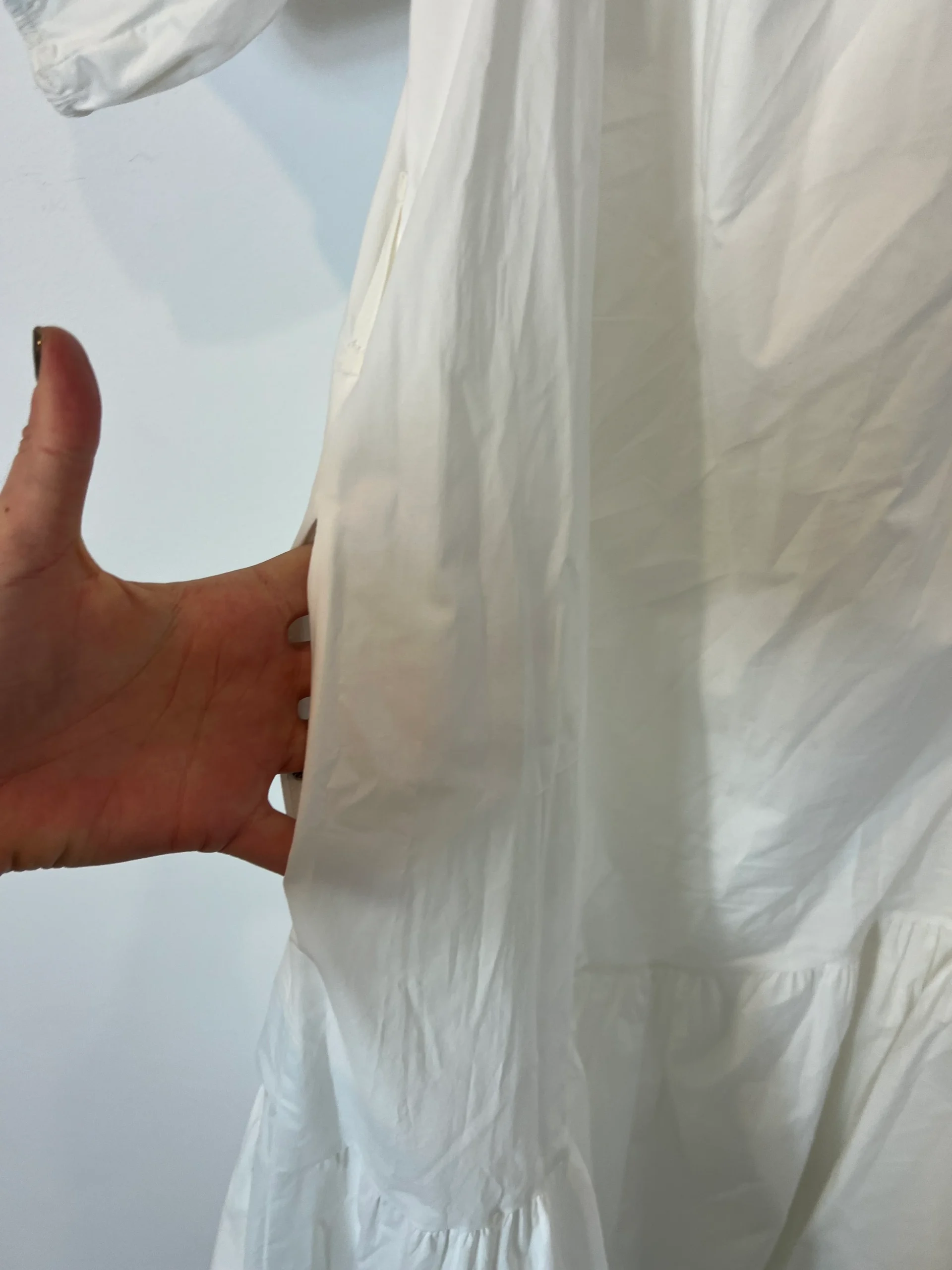 IRIS. Vestido largo blanco detalle nido de abeja. T M - Imagen 8